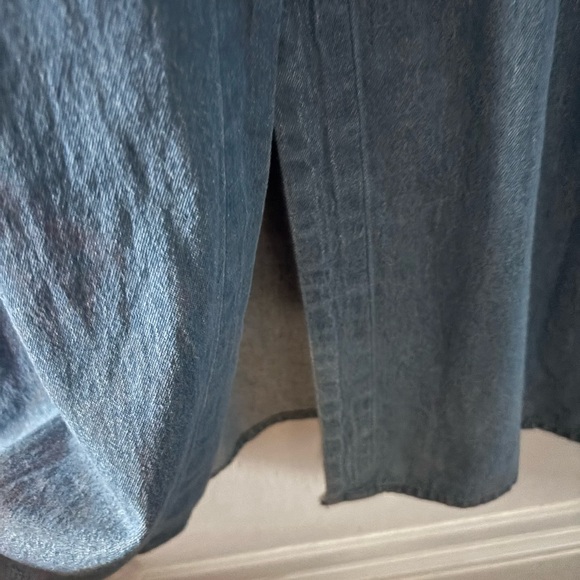 NWT M 100% Cotton Denim Porridge Anthropologie Midi Dress White Cotton Lace Trim - Picture 8 of 9